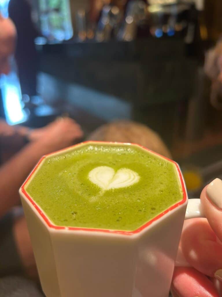 Matcha latte in a café in Xauen Cafe, San Sebastián 