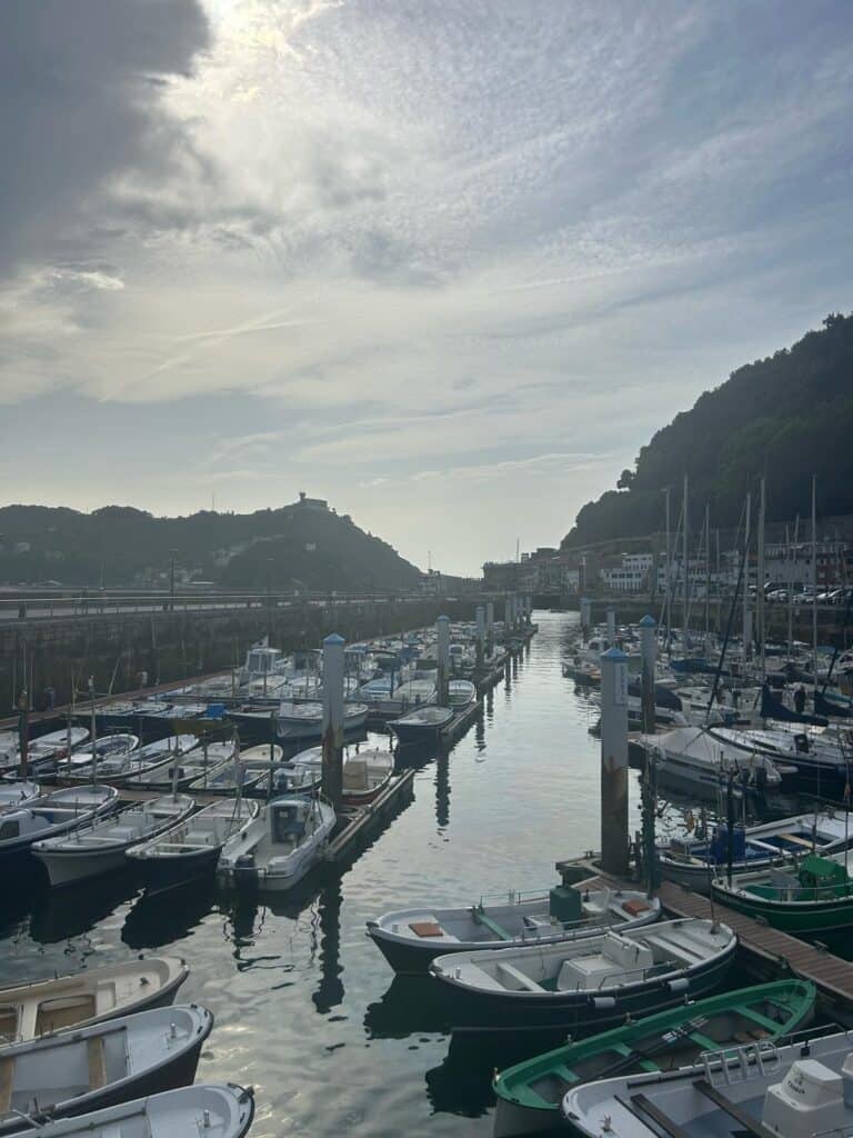 Boats in San Sebastián harbour in the Basque Country