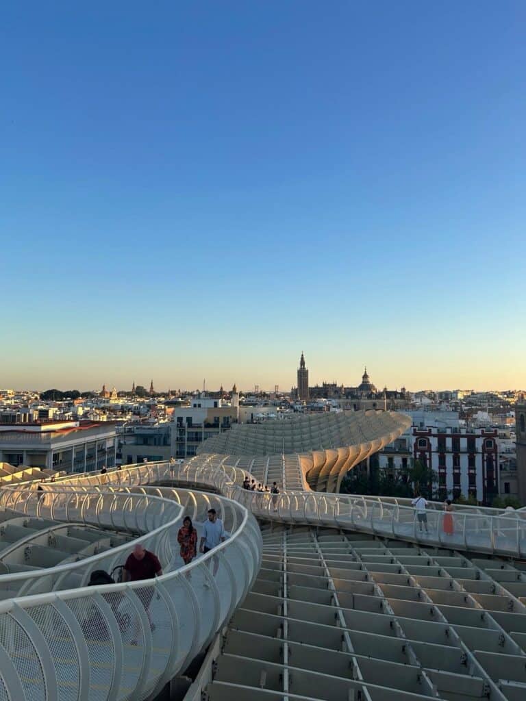 View across Seville from the Setas at sunset